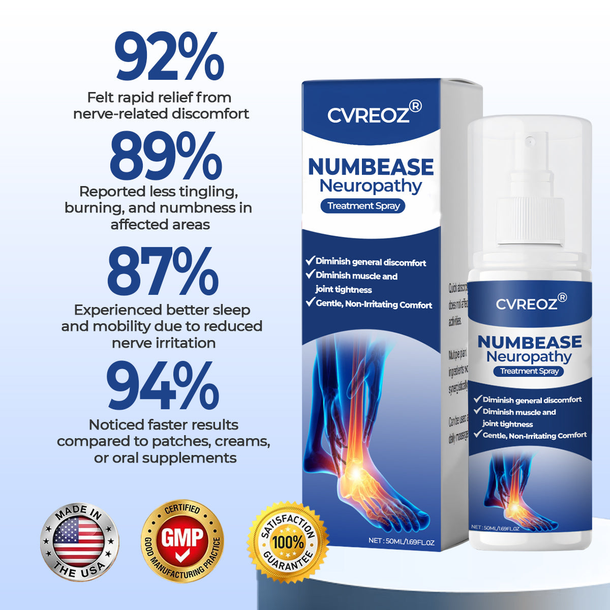 🦵🏻 CVREOZ® NumbEase Neuropathy Treatment Spray 💙 HOT SALE 60% OFF 🔥