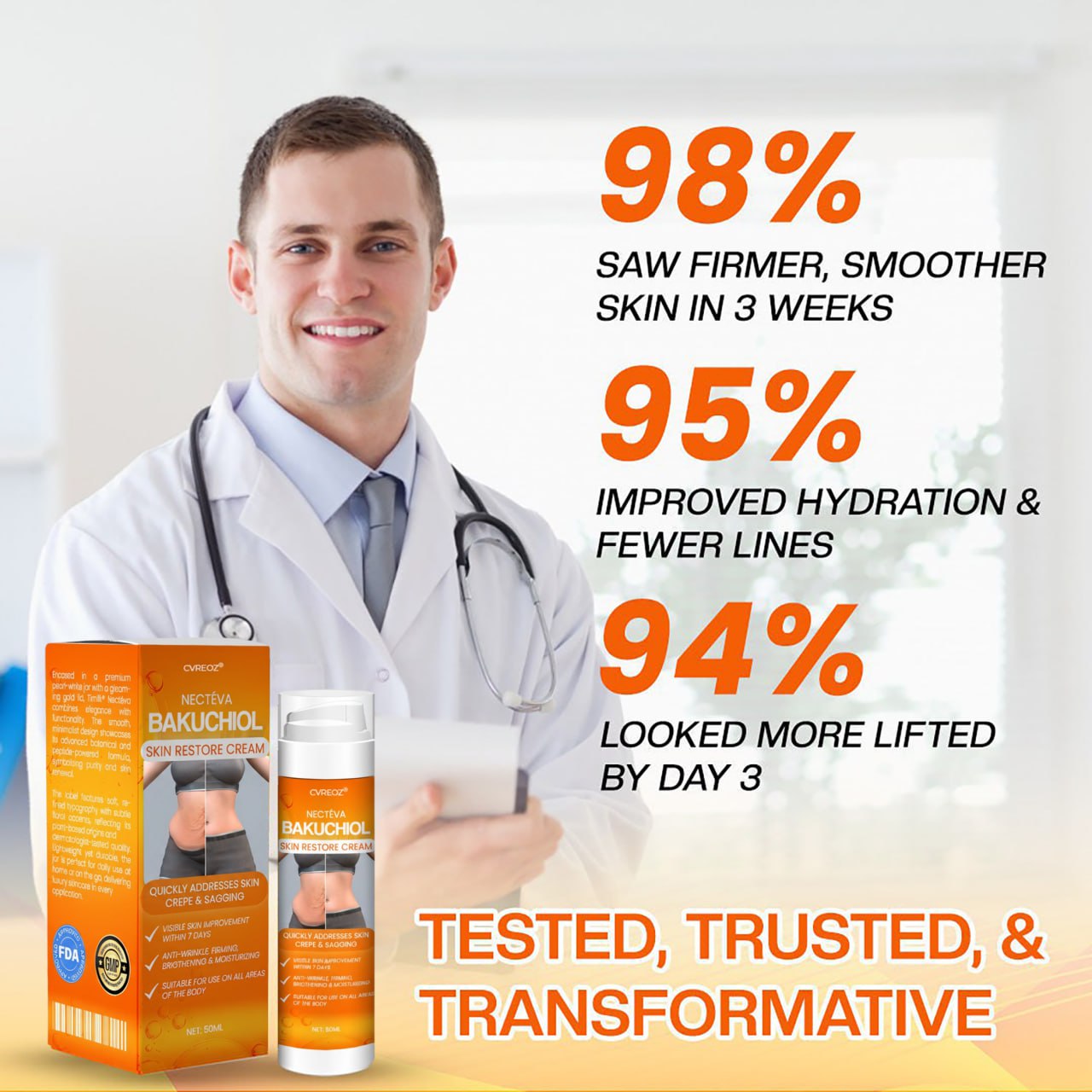 đ„Flash Deal: 60% Offđ„CvreozÂź Eterna Bakuchiol Skin Restore Cream - (Anti-aging, Hydrating, Skin Firming & Lifting)