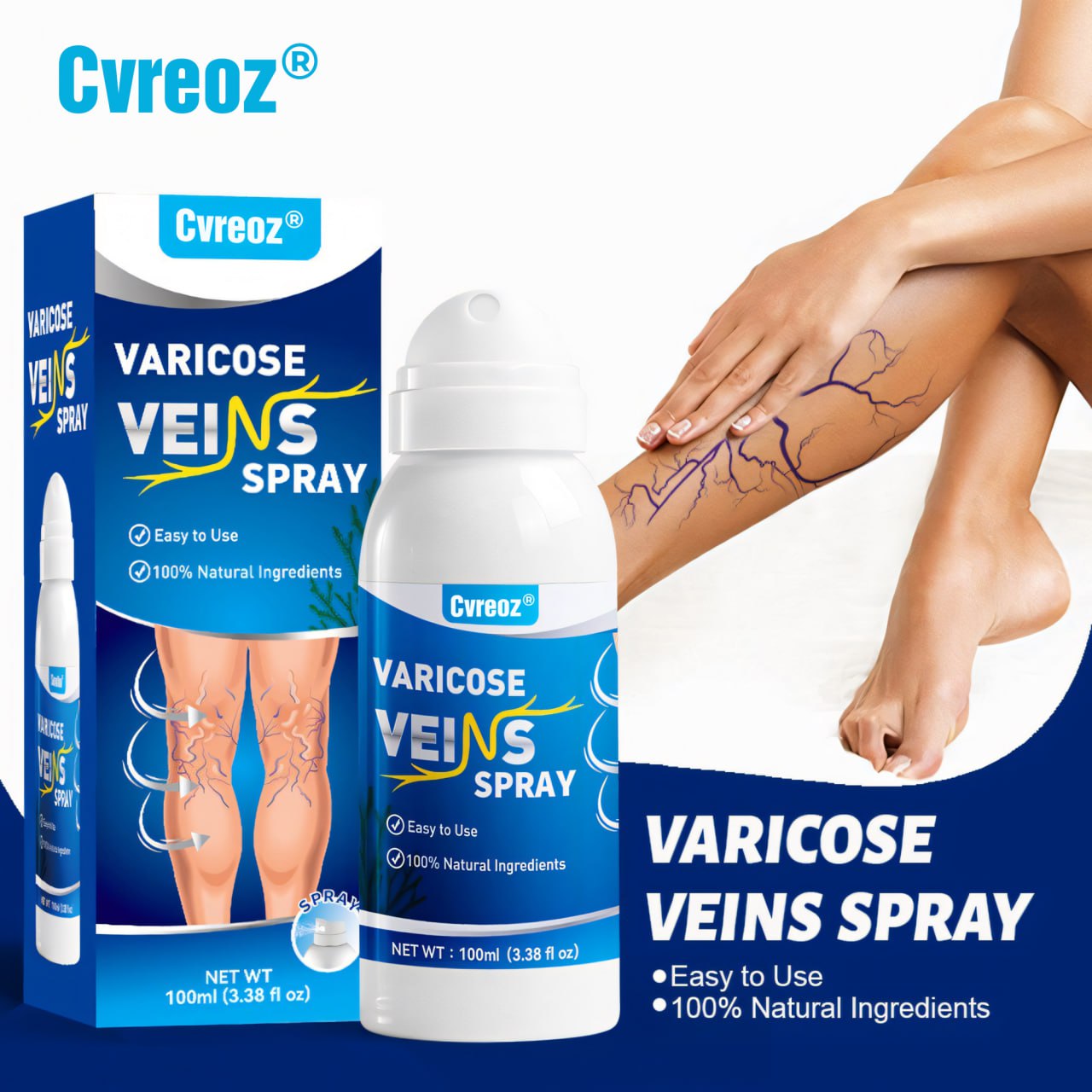 ⏰Last Day Promotion: 60% OFF🔥Cvreoz® VenoAid Varicose Vein Spray