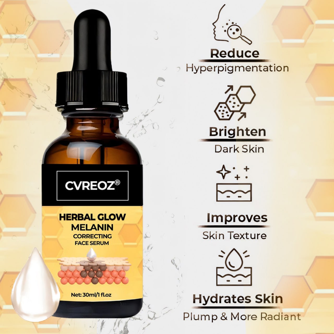 🔥LIMITED TIME OFFER 60% OFF!  🔥 Crveoz® Herbal Glow Melanin Correcting Face Serum